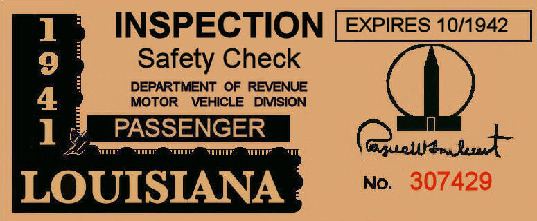 (image for) 1941 Louisiana Inspection sticker